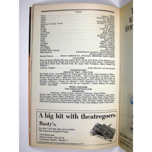 Fiddler on the Roof Playbill May 1991 Gershwin Theatre Topol Marcia Lewis - Picture 7 of 9